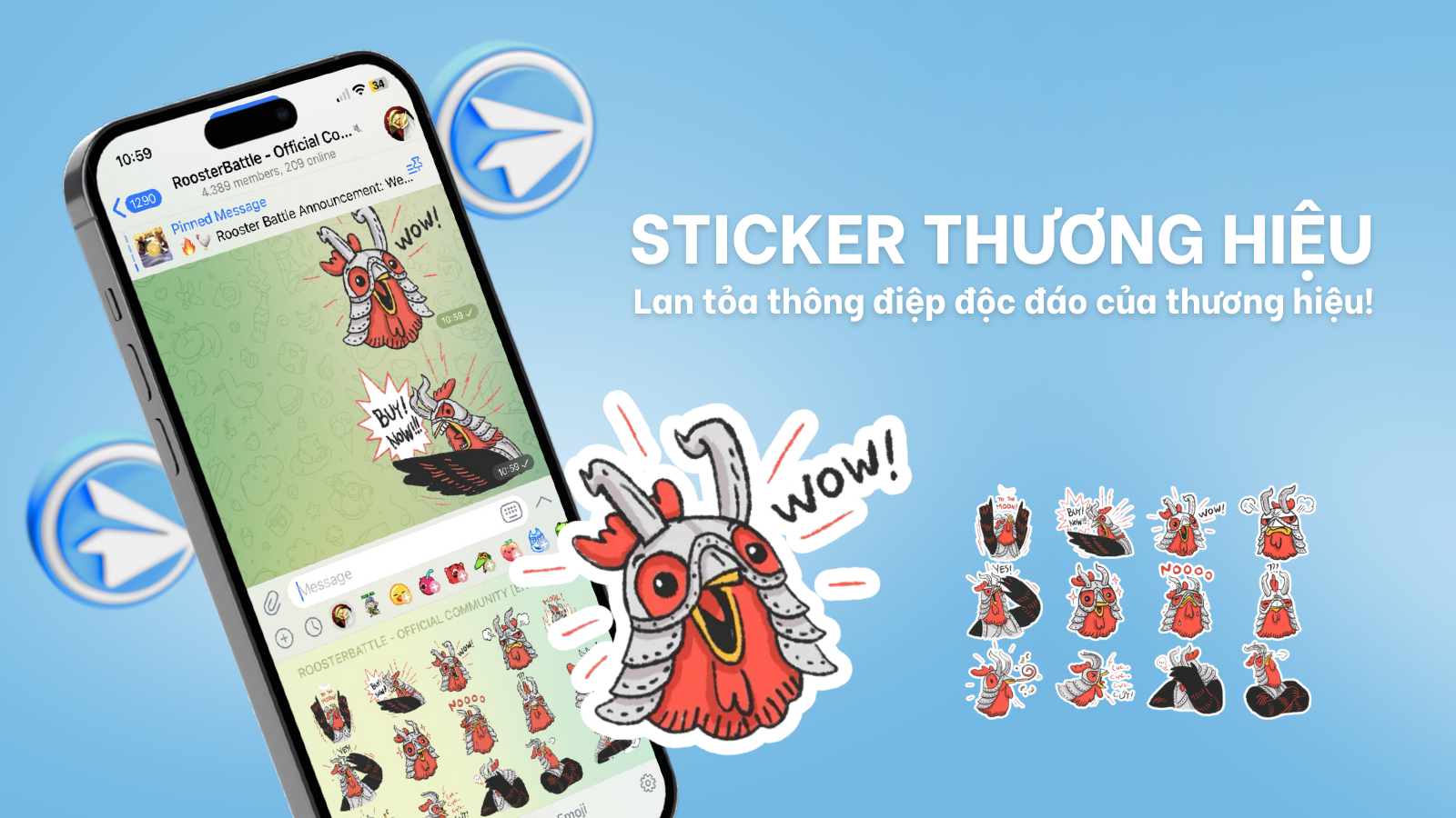 Sticker thương hiệu Rooster Battle được tạo bởi Coming